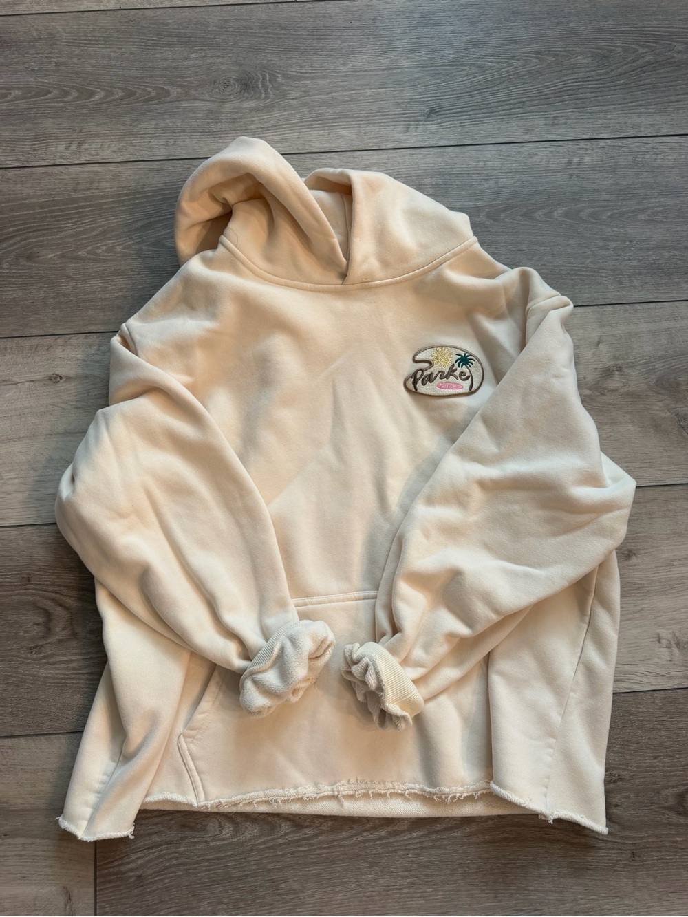 Parke Cream Palm Logo Pullover Hoodie